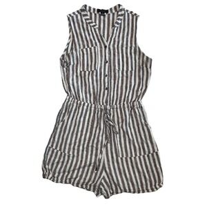 Kelly‎ Renee Linen Blend Striped Romper Womens Small Sleeveless Tie Nautical